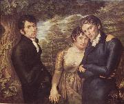 Philipp Otto Runge, Gruppenportrat von Philipp Otto Runge mit Selbstdarstellung des Kunstlers (rechts) zusammen mit seiner Frau Pauline und seinem Bruder Johann Daniel Ru